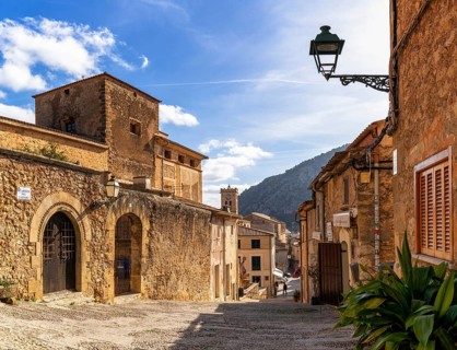 Pollenca, Spain, 30 January, 2024: view of the historic mountain town of Pollenca in northern