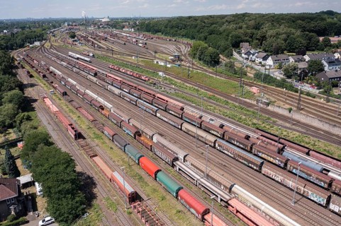 The marshalling yard and passenger station in the city of Oberhausen, North Rhine-Westphalia is one