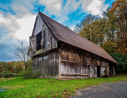Old wooden shed used by farmers