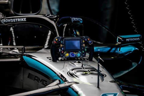 George Russell of Great Britain and his Mercedes AMG Petronas F1 Team W16 during the Australian