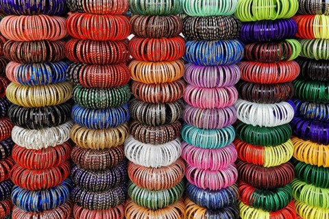Indian bangles or bracelets in a jewellery shop, Jodhpur, Rajasthan, India