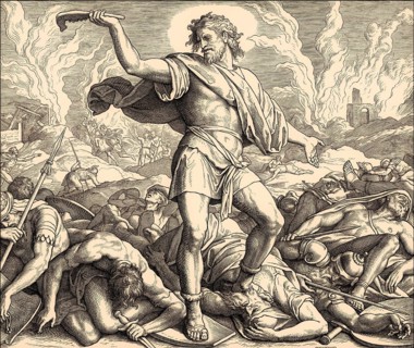 Samson Slays a Thousand Men with the Jawbone of a Donkey, Old Testament, by Julius Schnorr von