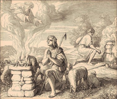 Cain and Abel offer their sacrifices, by Julius Schnorr von Carolsfeld, 1860