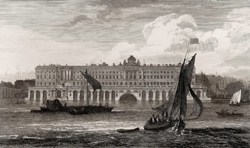 Somerset House, from River Thames, Westminster, London, UK