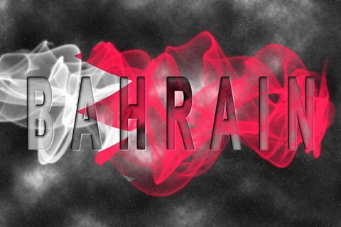 Bahrain Flag with Starry Background Smoke Effect