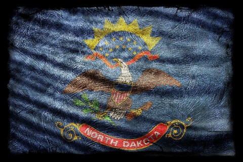 North Dakota Flag, Grunge Texture Background
