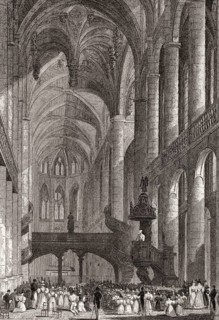 Church of St Etienne du Mont, Paris, antique steel engraved print, 1831