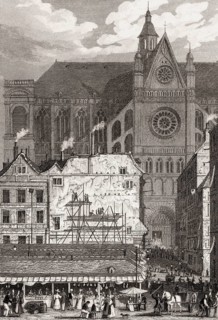 The Church of St Eustache, Paris, antique steel engraved print, 1831