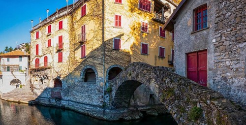 View of Nesso, a village on Lake Como