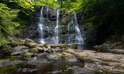 A view of the Ess-Na-Crub Waterfall in the Glenariff Nature Reserve