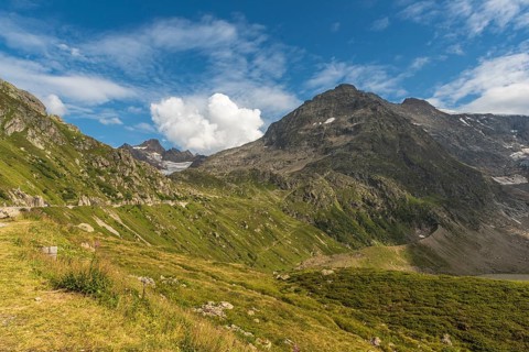 Mountain landscape on the Susten Pass, Innertkirchen, Canton of Bern, Switzerland