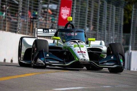 NTT INDYCAR SERIES driver, HUNTER MCELREA (R) (18) of Gold Coast, Australia, travels through the