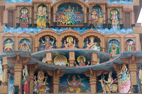 Painted Deities on Ganesha imaginary Palace, Pune, Maharashtra, India, Asia