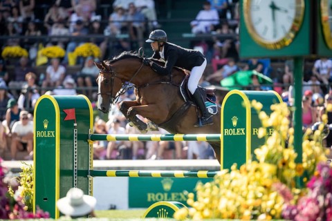 Kevin Staut of France and riding Beau de Laubry Z compete in the first round of the 1.60m CPKC