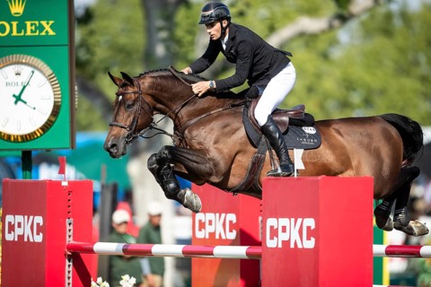 German rider Richard Vogel riding United Touch S competes in the second round and jumpoff of the