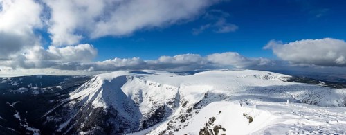 View from the Schneekoppe in the Giant Mountains in the Czech Republic