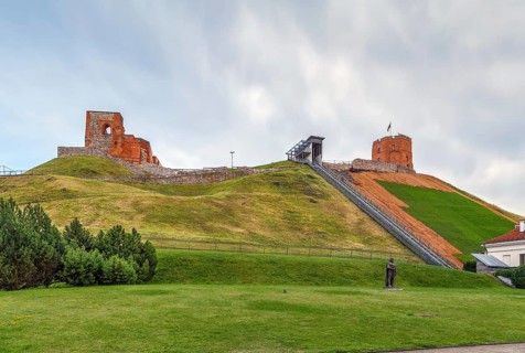 Remains of Upper Castle om hill in Vilnus, Lithuania