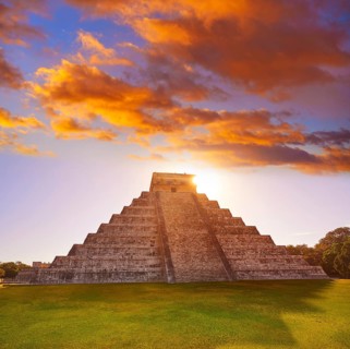 Chichen Itza Pyramid sunrise El Templo Kukulcan temple in Mexico Yucatan