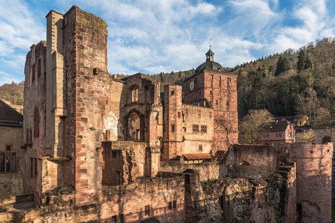 Heidelberg Castle, west side, view from the Stückgarten, Heidelberg, Baden-Württemberg, Germany