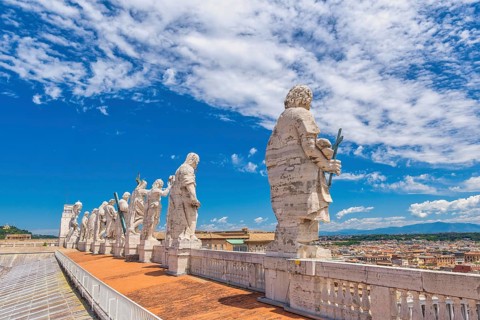 Rome Vatican Italy, high angle view city skyline at St. Peter's Basilica