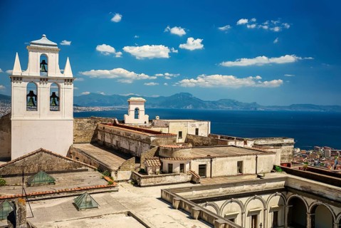 Bell tower in the Castle of Sant'Elmo in Naples, Italy