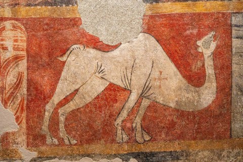 Dromedary in Romanesque mural painting, Church of Sant Joan de Boí, Alta Ribagorça, National Museum