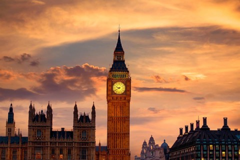 Big Ben Clock Tower London at Thames River England