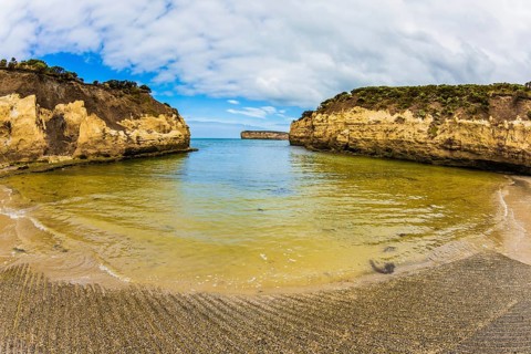 Great Ocean Road of Australia. Picturesque seashore, coastal cliffs and sandy beaches of the