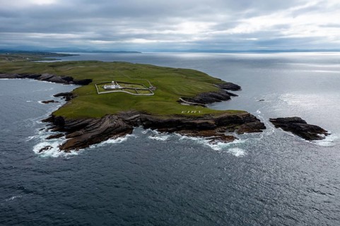 A drone panorama landscape of St. John's Point and the lighthouse in Donegal Bay in the northwest