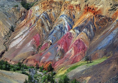Deposit of colorful clay in the Altai Mountains or Mars valley, Kizil-Chin