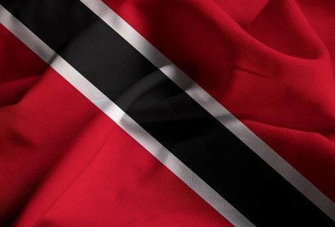 Closeup of Ruffled Trinidad and Tobago Flag, Trinidad and Tobago Flag Blowing in Wind