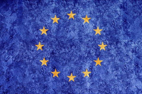 European Union Metallic flag, Textured flag, grunge flag
