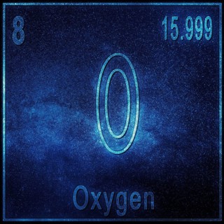 Oxygen chemical element, Sign with atomic number and atomic weight, Periodic Table Element