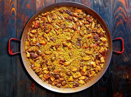 Paella from Spain famous rice recipe from Mediterranean