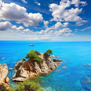 Platja Fenals Fanals Beach in Lloret de Mar at Costa Brava of Catalonia Girona Spain
