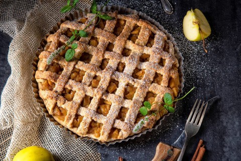 Tasty Apple pie with lattice upper crust