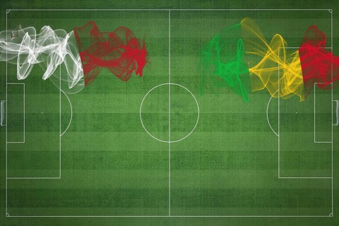 Malta vs Mali Soccer Match, national colors, national flags, soccer field, football game,