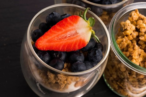 Muesli and yogurt with fresh berries
