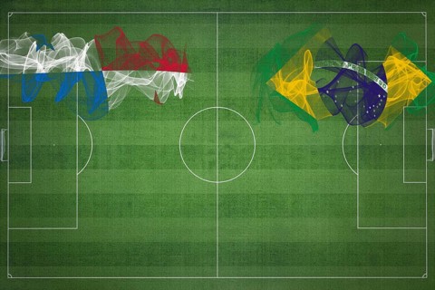 Panama vs Brazil Soccer Match, national colors, national flags, soccer field, football game,