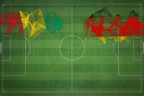 Guinea vs Germany Soccer Match, national colors, national flags, soccer field, football game,