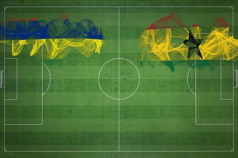 Mauritius vs Ghana Soccer Match, national colors, national flags, soccer field, football game,