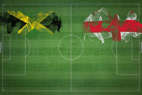 Jamaica vs Georgia Soccer Match, national colors, national flags, soccer field, football game,