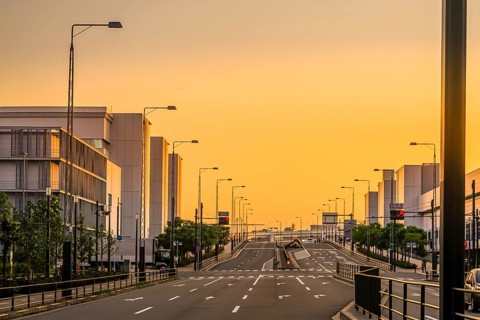 Of new Toyosu sunset image. Shooting Location: Tokyo metropolitan area