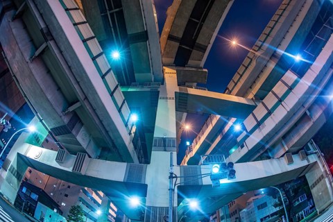 Hakozaki Junction of night view. Shooting Location: Tokyo metropolitan area