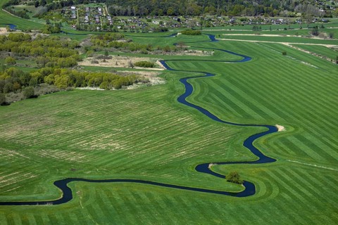 Neubrandenburg, the Tollense River, Mecklenburg-Western Pomerania, Germany, aerial photo from a
