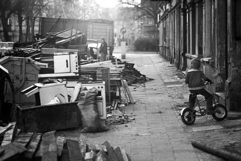 14/03/1982 GDR East Berlin district of Prenzlauer Berg. Scene during renovation work in