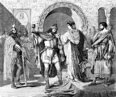 Theodelinda, queen of the Lombards, meets Agilulf, Duke of Turin and king of the Lombards