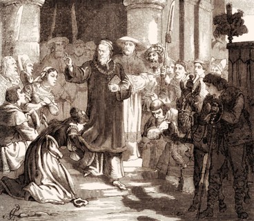 Pope Gregory VI leaving Avignon, Pope from 1 May 1045 until his abdication at the Council of Sutri