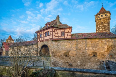 Eastern town gate Rödertor, Rothenburg ob der Tauber, district of Ansbach, Middle Franconia,