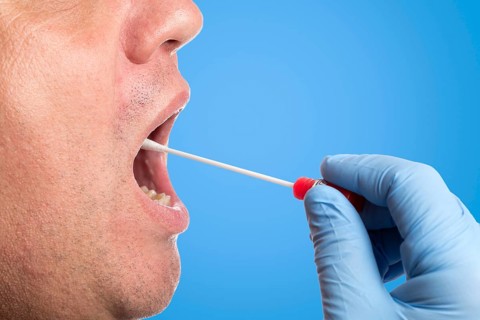 DNA test tubes and cotton swabs, wipe test